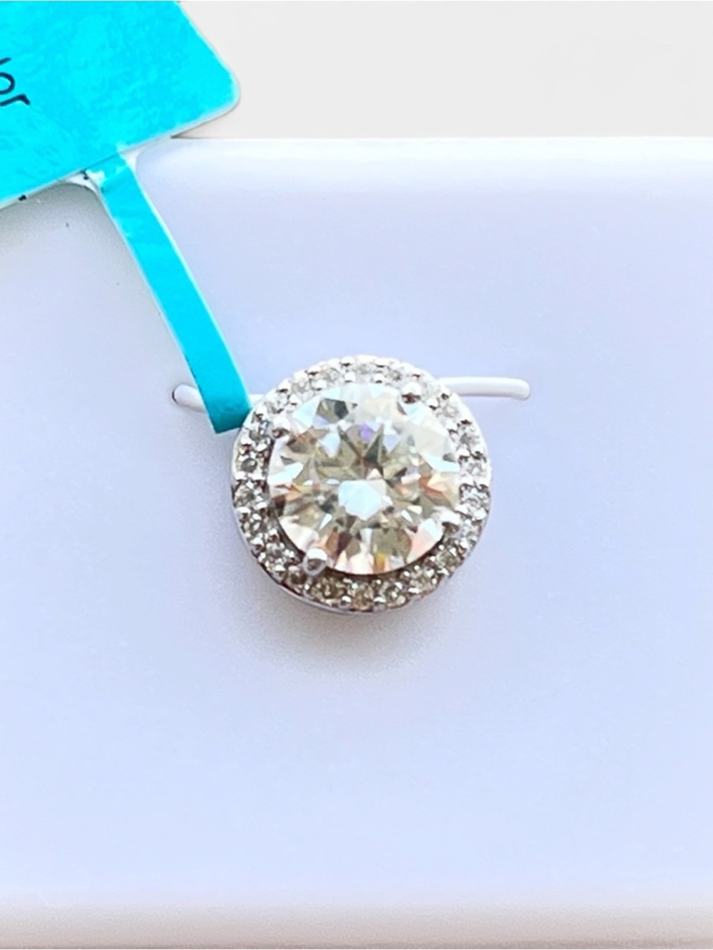 Classic Sterling Silver Moissanite Halo Solitaire Round Pendant